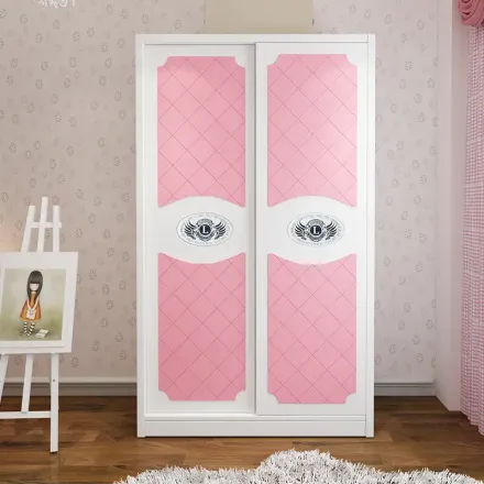 健优美 粉白女孩 儿童房2门衣柜推拉门滑门趟门大衣橱小户型家具