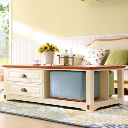 林氏木业地中海风格茶几组合小户型美式客厅带抽屉茶机桌家具aw3l