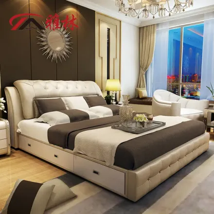 雅林抽屉床一米八床真皮床 1.8米双人床气动高箱储物主卧皮床052