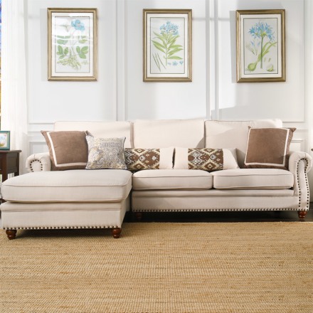 德家家具美式布艺沙发组合欧式可拆洗大户型客厅贵妃床转角沙发椅