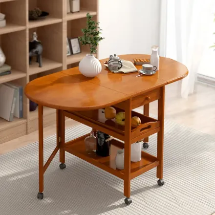 进口实木可折叠餐桌 家用多功能可移动小户型餐桌 长方形小饭桌