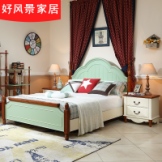 好风景家居 地中海欧式田园1.5米板式单人床卧室家具39B3006