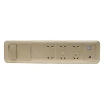 公牛开关插座面板 香槟金色电视电脑十五孔带一开双控防雷插座g10e602