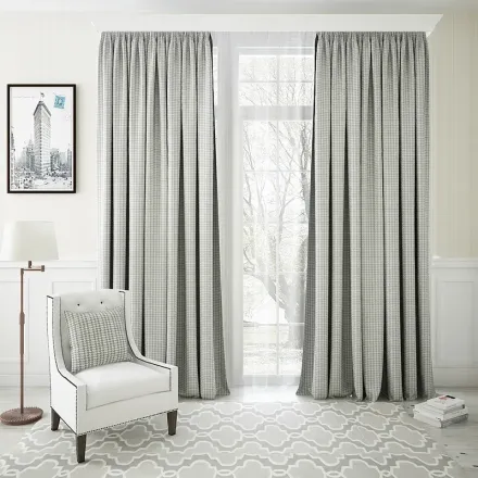 米素成品窗帘 现代简约遮光卧室客厅窗帘 米克丝1 灰格