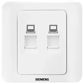 西门子开关插座 电脑插座面板 双口网络两口网线插座 远景系列 雅白色
