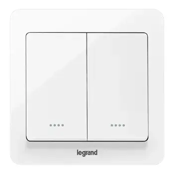 罗格朗开关插座面板 逸典玉兰白双开单控带荧光开关