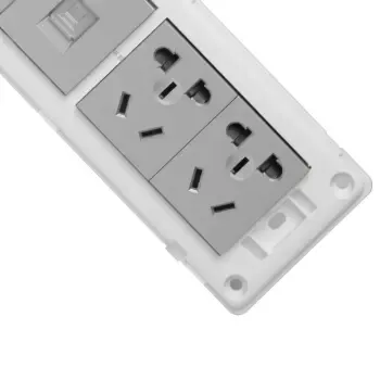 德力西开关插座 大号电视电脑10孔插座 有线网线二插面板 601太空银色