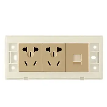 德力西118型开关插座 香槟金两位五孔插座网络插座电脑插座 154尺寸