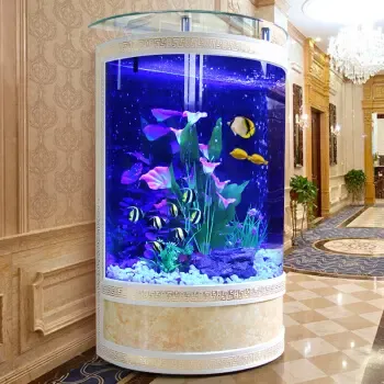 欧宝 欧式半圆鱼缸水族箱吧台背过滤 客厅落地亚克力玻璃生态60/80/1