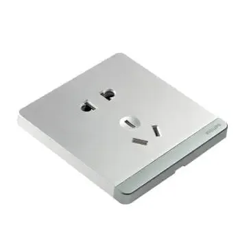 飞利浦(philips) 飞逸系列优雅银五孔电源插座86型二三孔墙壁五孔10只