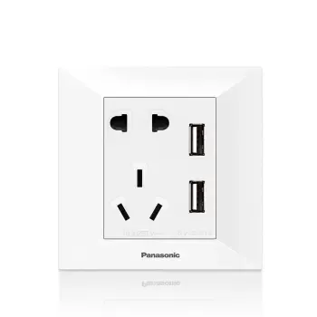 松下panasonic简尚86型雅白电源插座面板 墙壁五孔带双usb充电插座wmw