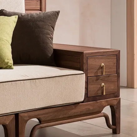 传世新中式沙发北美黑胡桃木沙发全实木沙发组合布艺客厅成套家具