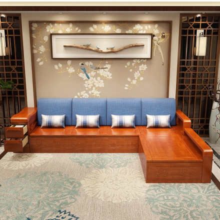 八方客 红木家具沙发组合 刺猬紫檀新中式客厅花梨木实木小户型
