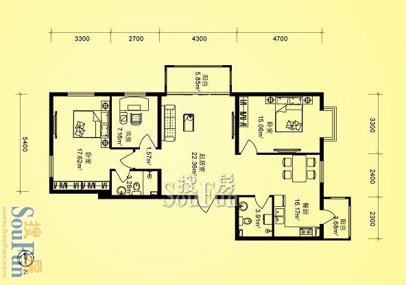 海富金棕榈-现代简约-三居室