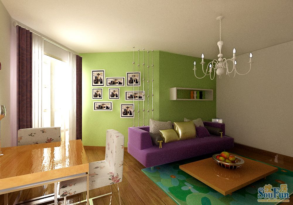 喜年广场70平米现代简约风格;案例效果图-现代简约-一居室