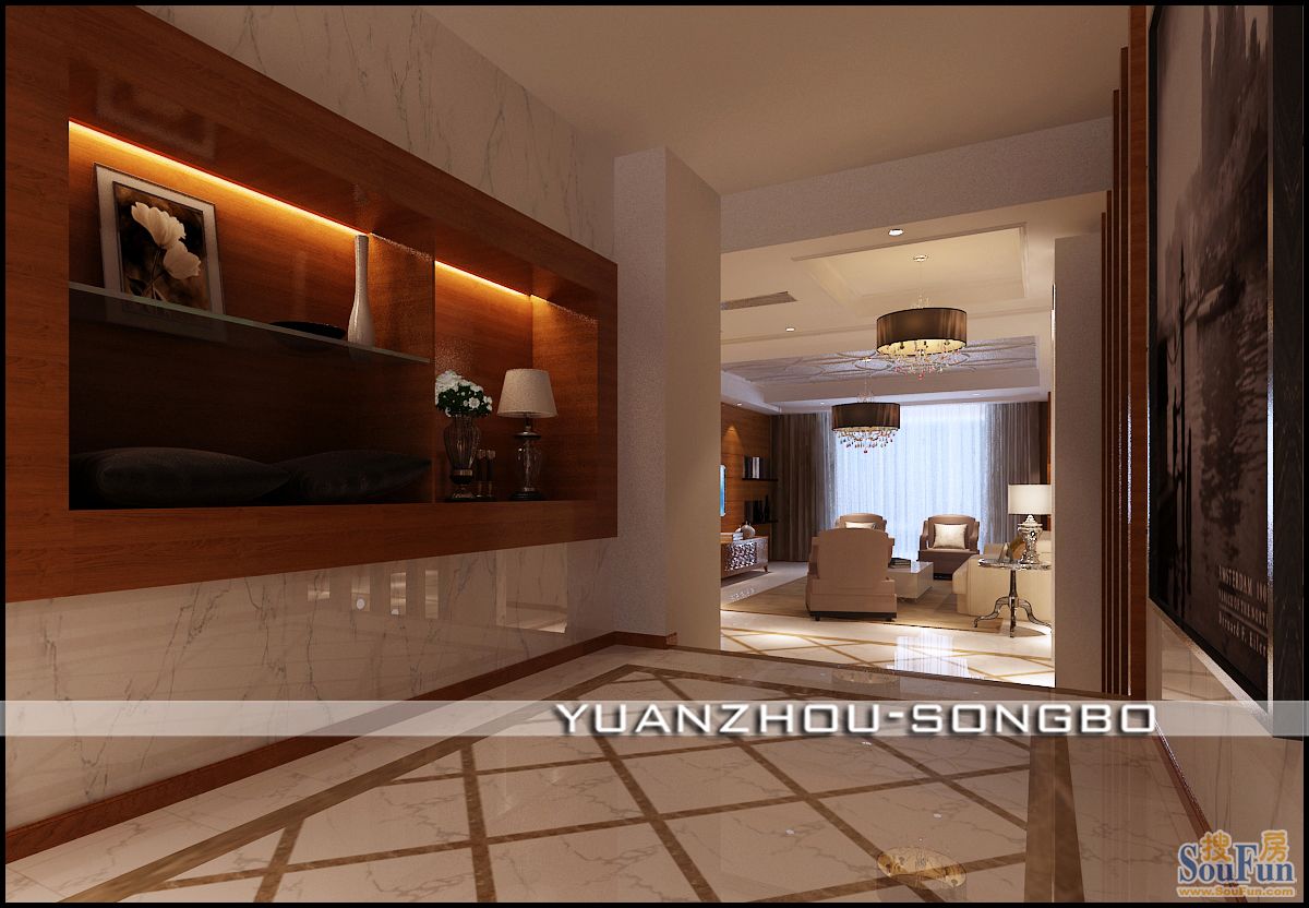 江胜天鹅278平米现代港式简约奢华风格;装修设计效果图-现代简约-四居室