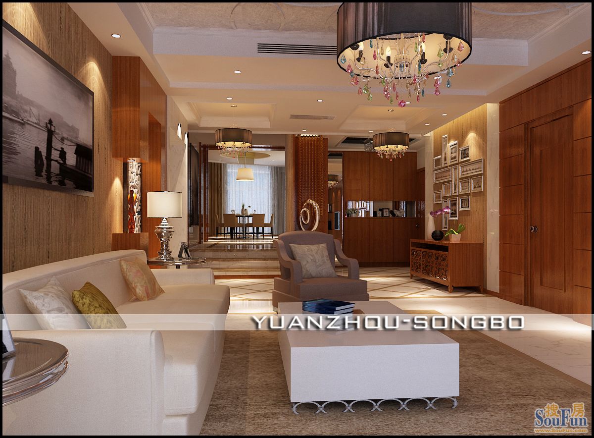 江胜天鹅278平米现代港式简约奢华风格;装修设计效果图-现代简约-四居室