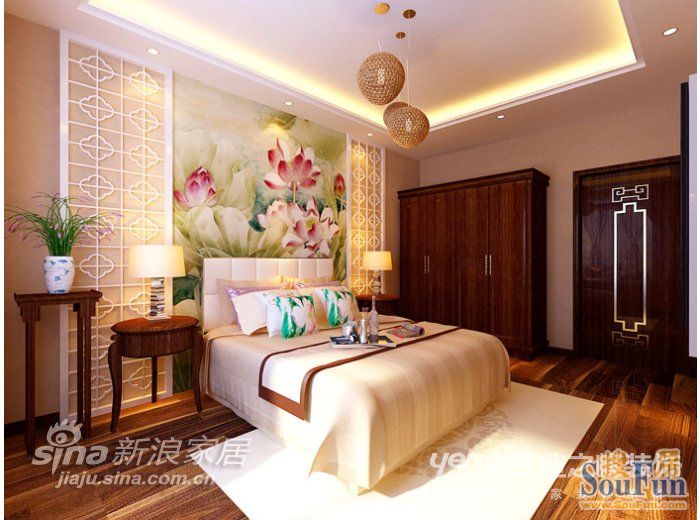 海富金棕榈72米新中式风格;-中式古典-二居室