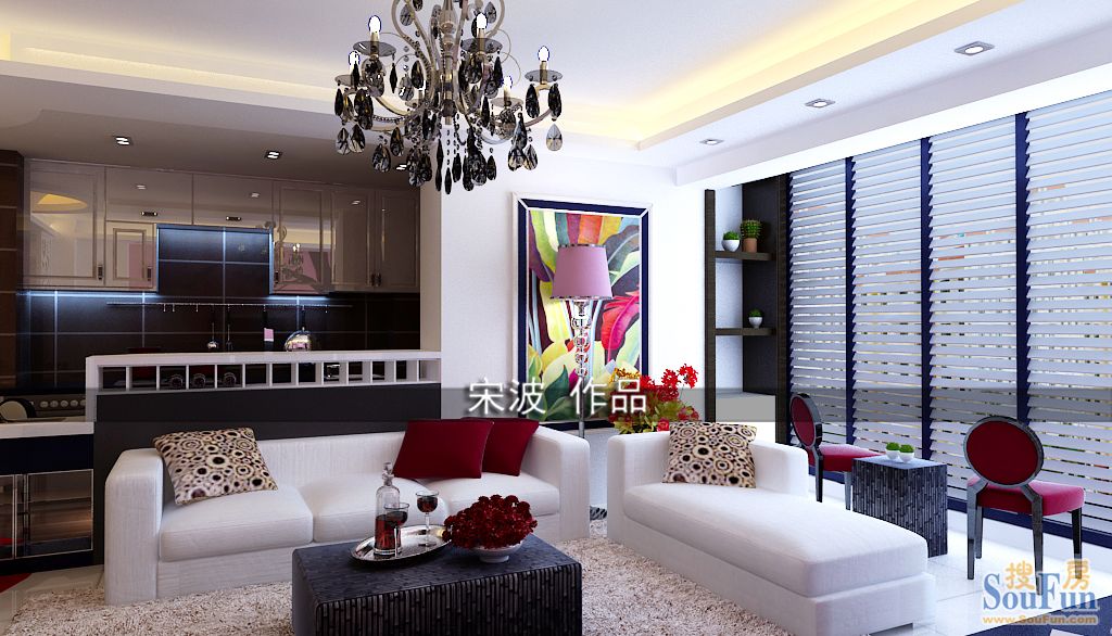 犀地107平米欧式风格;装修设计效果图宋波作品-欧美风情-二居室