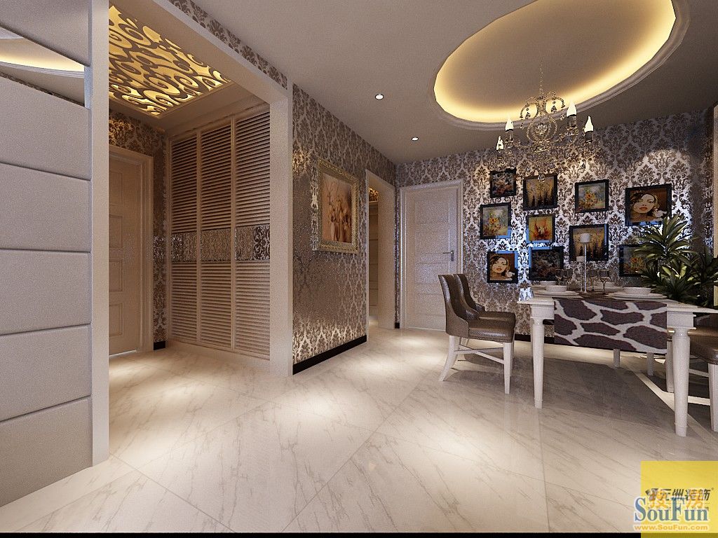 水木天成160平米新古典风格;装修设计效果图元洲刘清华作品-西式古典-二居室