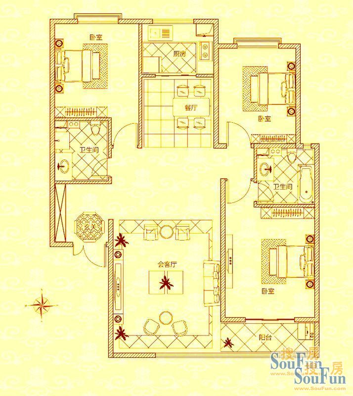 瑞城-中式古典-三居室