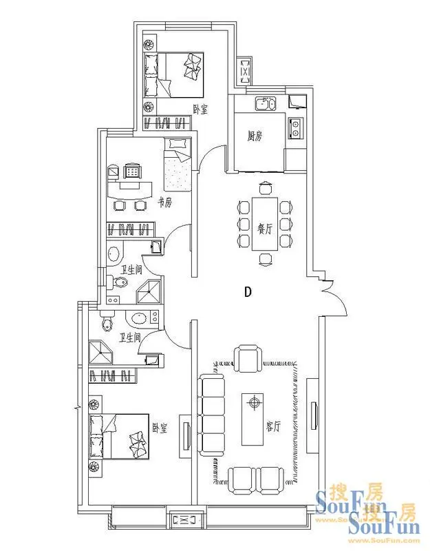 国瑞城-混合型风格-三居室