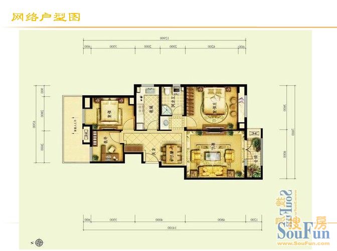 金地仰山 F3 空间巧利用 手绘图-现代简约-三居室