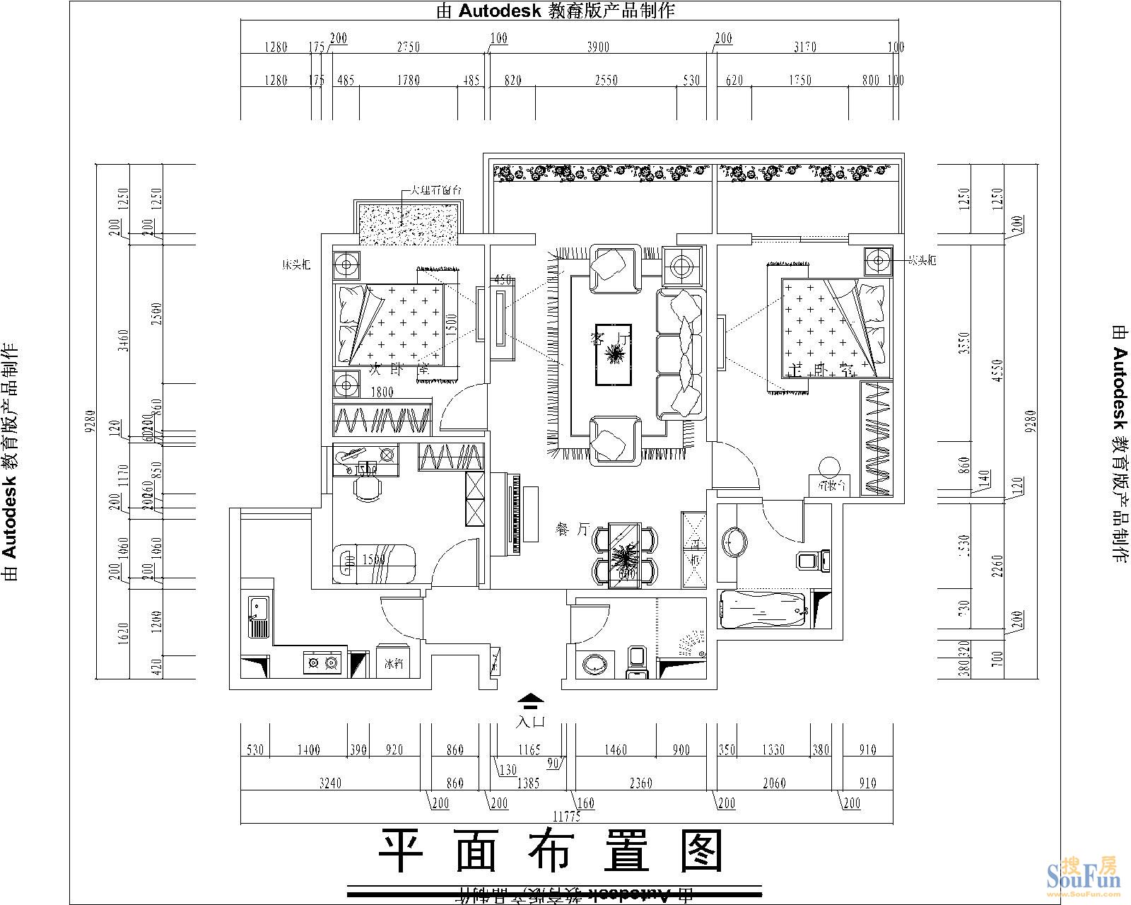 洪坤理想城-现代简约-三居室