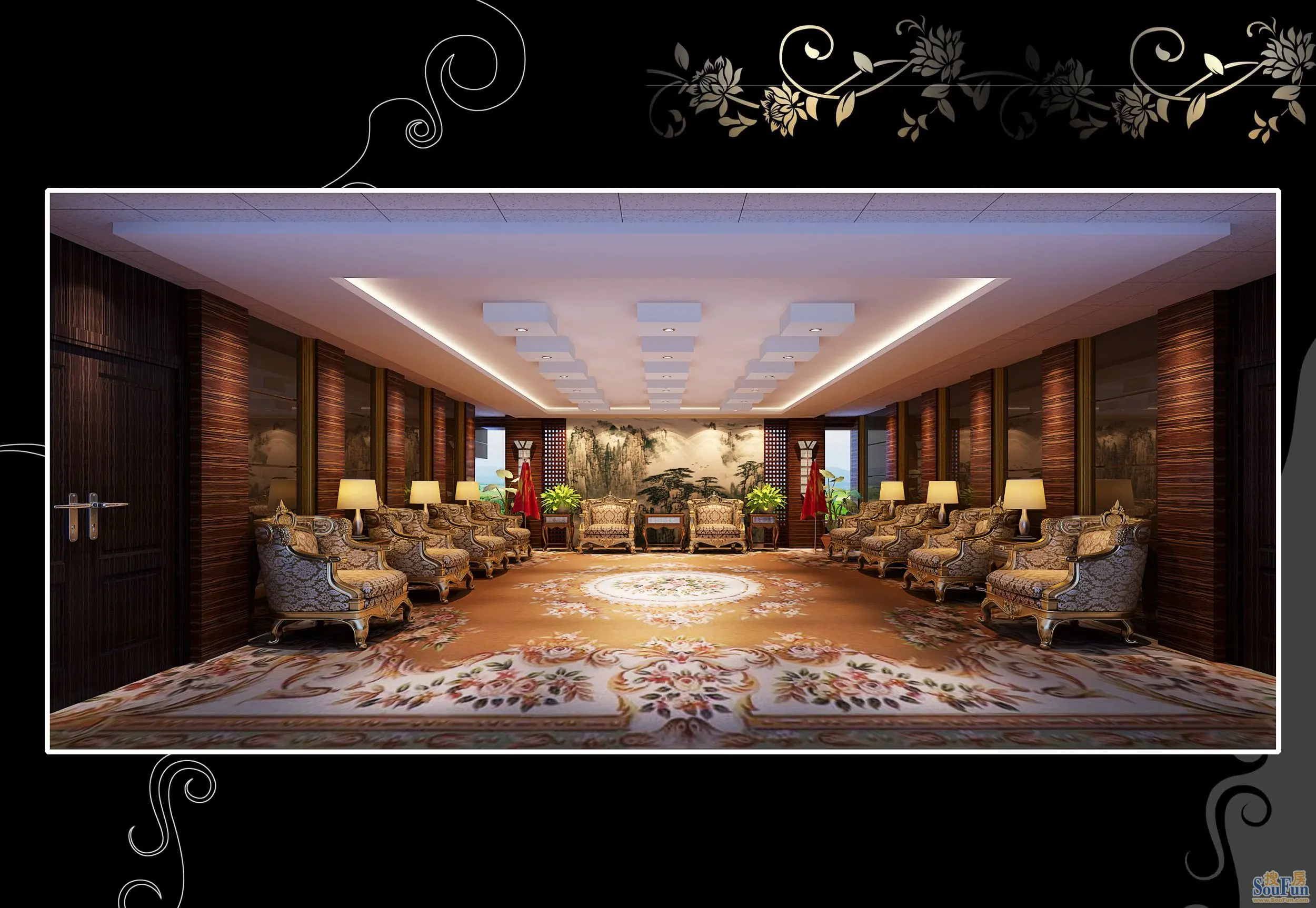 西式古典其它200平米50万-接待室装修案例-北京房天下家居装修网