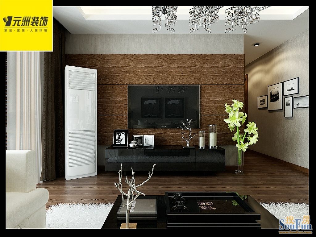 水岸豪庭88平米三居室现代简约风格;装修效果图-现代简约-一居室