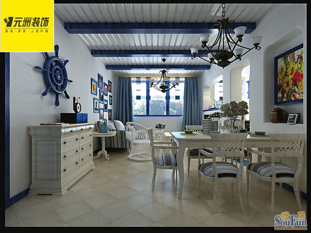 赵家小庄78平米二居室地中海风格;装修设计案例-二居室