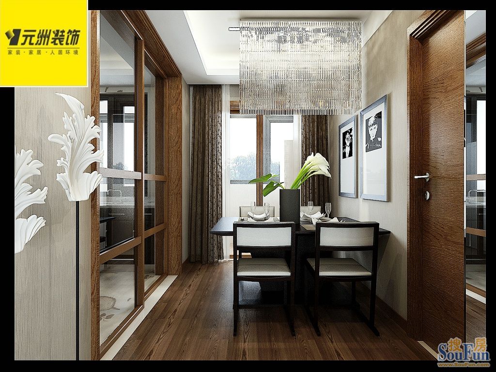 水岸豪庭88平米现代简约风格;装修设计案例-现代简约-一居室