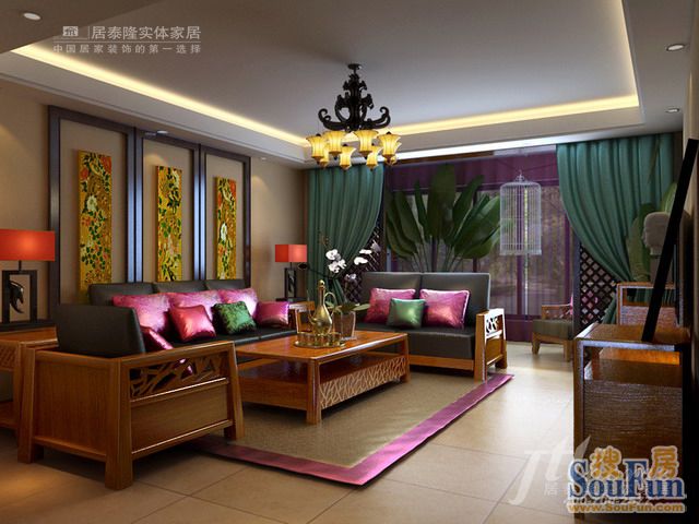 紫鑫苑-东南亚风格-三居室