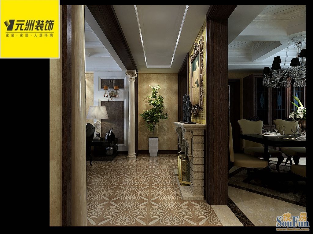 麦岛金岸180平米三室两厅两卫欧式古典风格;装修效果图-三居室