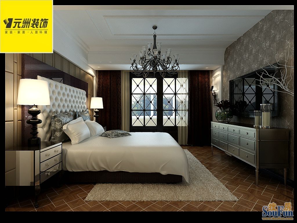 麦岛金岸三室两厅两卫180平80万欧式古典风格;装修设计效果图-三居室
