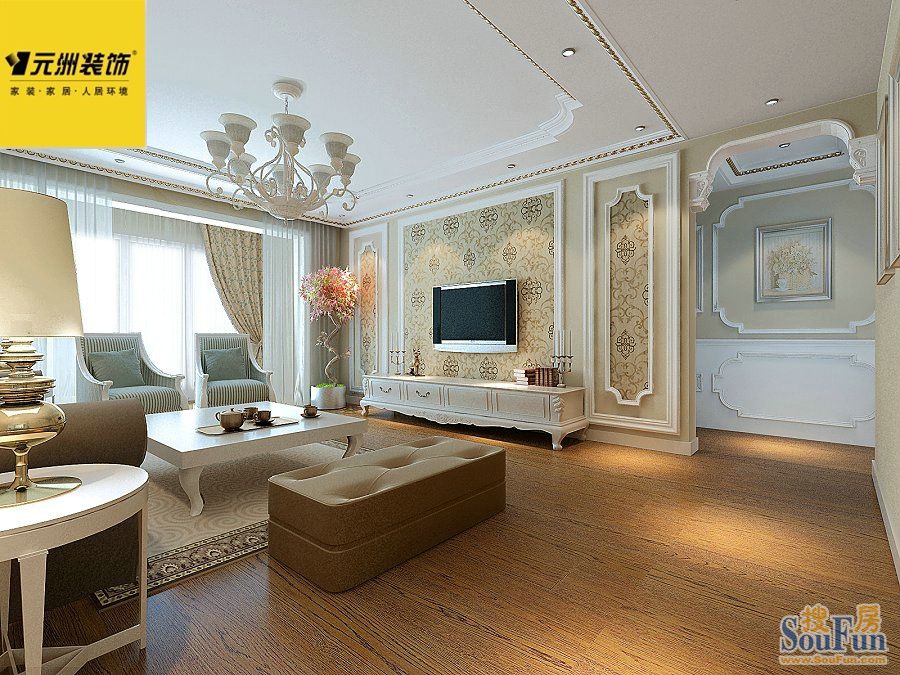 豪邦祥苑160平米欧式风格;装修设计效果图-一居室