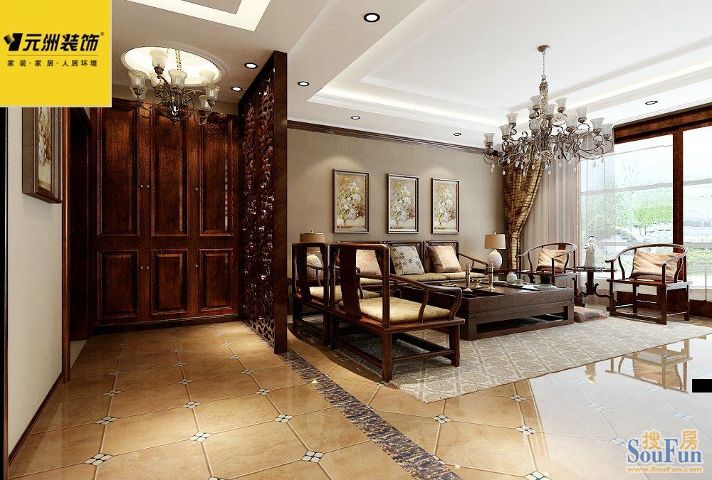 豪邦祥苑150平米新古典风格;装修设计效果图-一居室