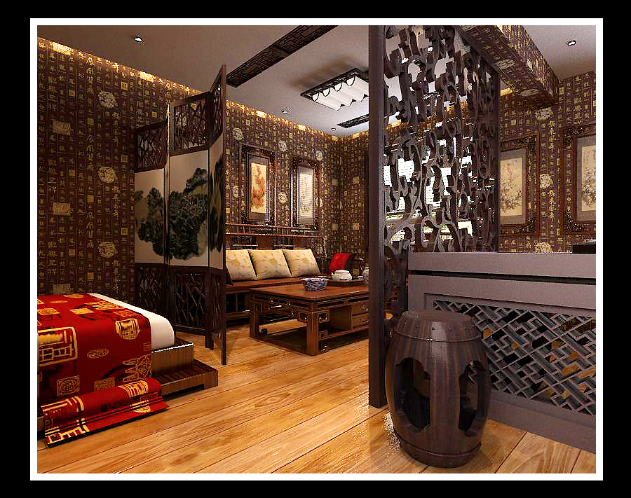 博隆·金沙湾家园-中式古典-二居室