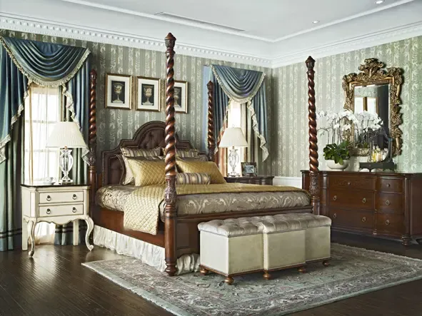 美克美家-圣卡罗系列-卧室组-一米八柱式床