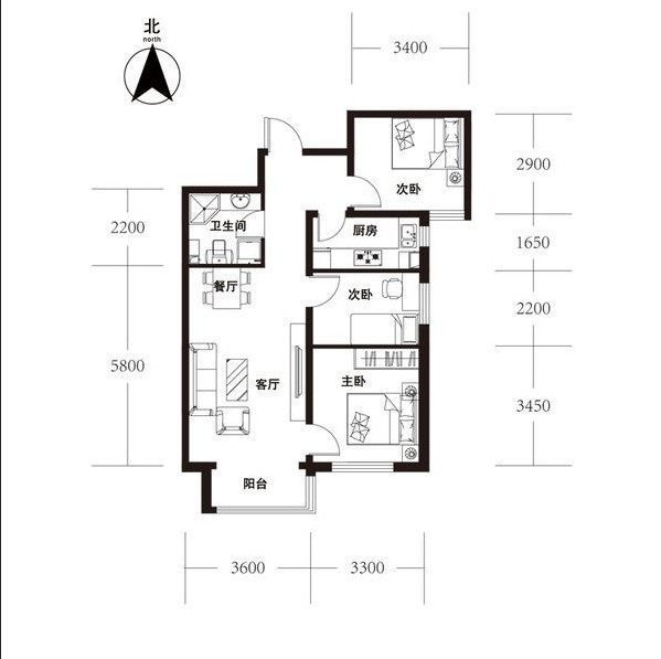 中国铁建·梧桐苑-混合型风格-三居室