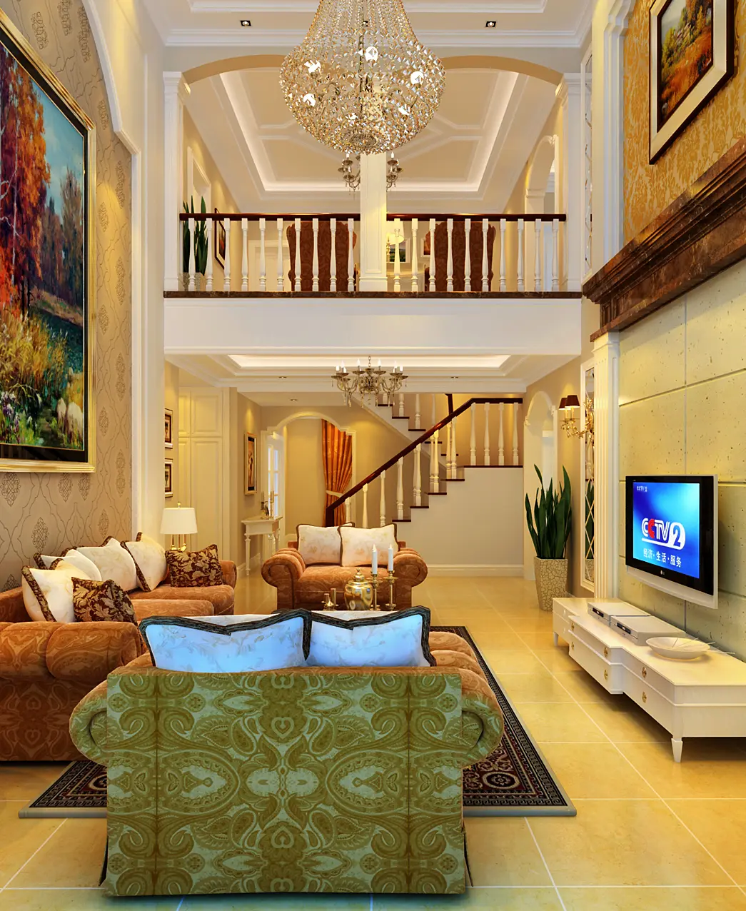 欧美风情复式230平米30万-中海九号公馆装修案例-北京房天下家居装修