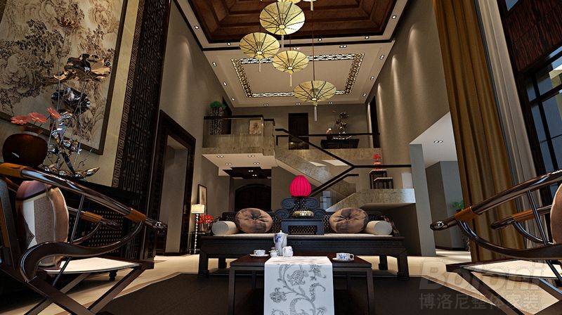 檀香山别墅-混合型风格-六居室