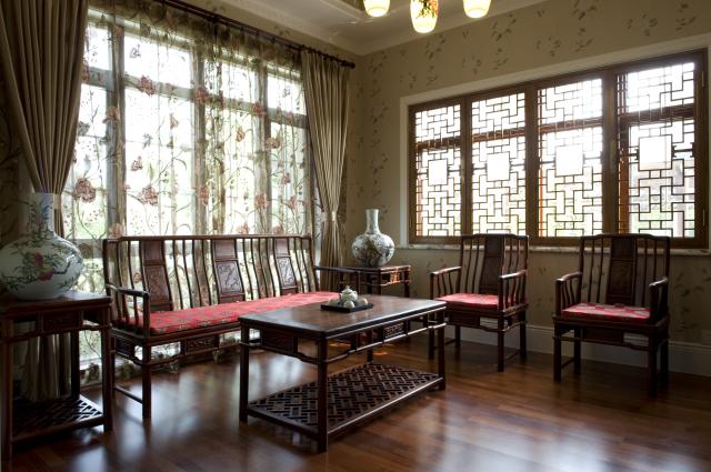 复地温莎堡别墅-中式古典-四居室