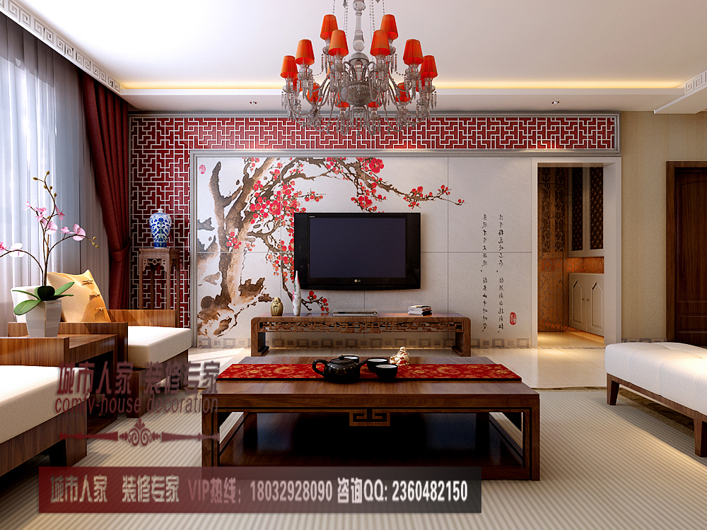 香格里-中式古典-三居室