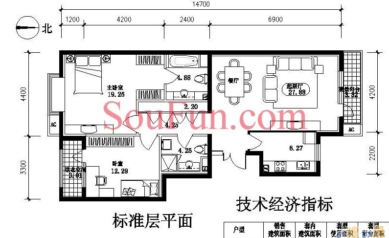 万科星园-混合型风格-三居室