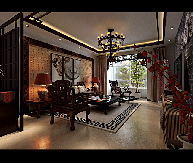 远洋公馆-中式古典-二居室