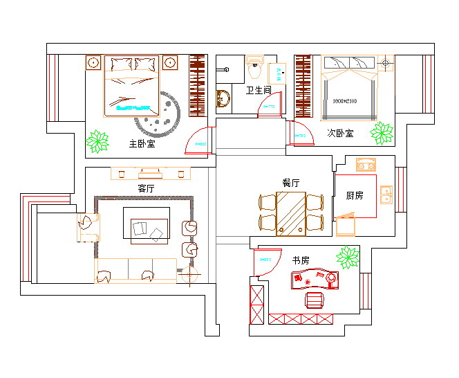 金地名京-混合型风格-三居室