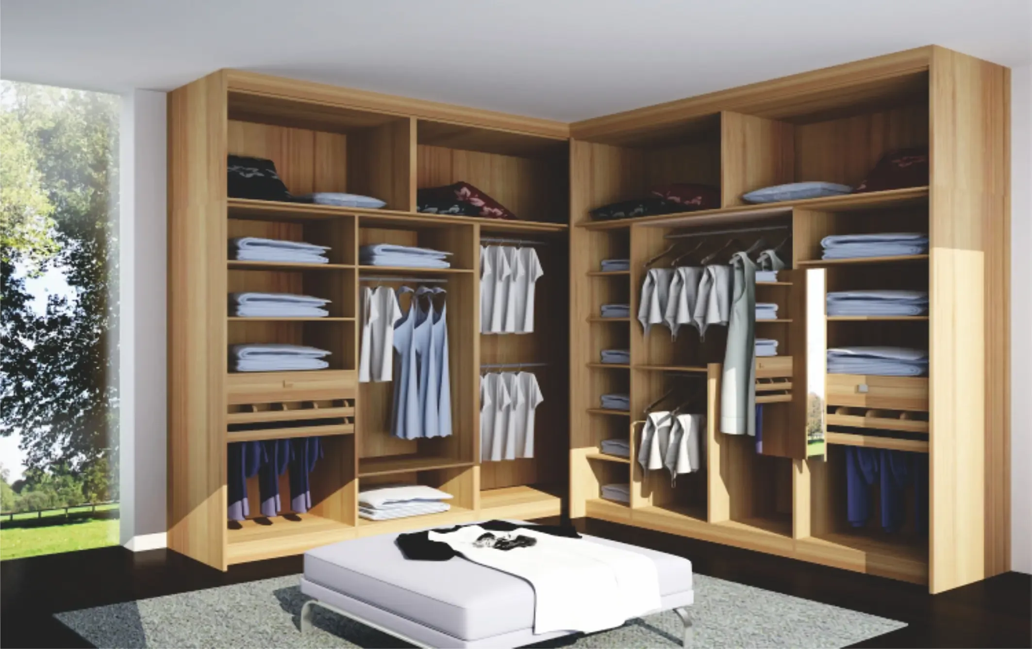 美世新生代环保家居 定制衣帽间 步入式衣柜 大衣柜 柚木