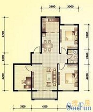 益格风情湾-混合型风格-二居室