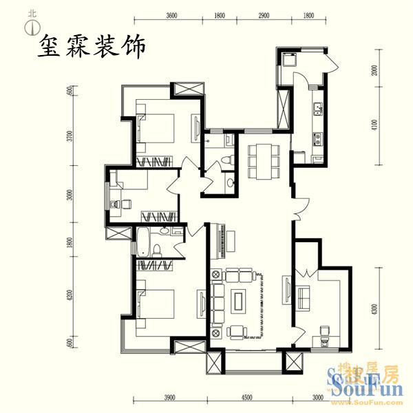 亿海阳光-中式古典-三居室